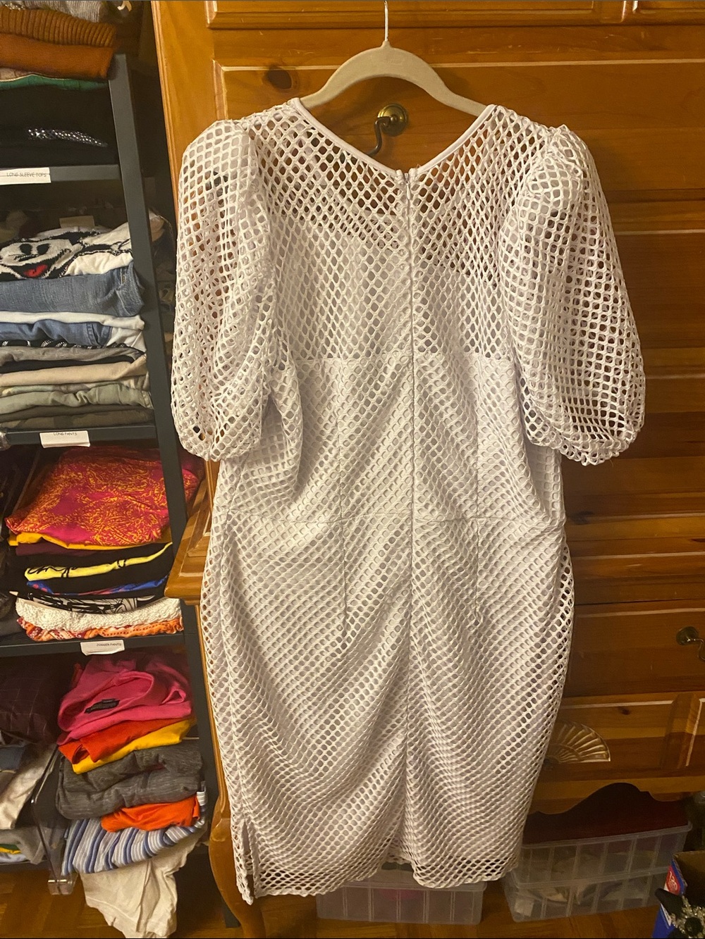 Ashley Stewart Chic White Midi Dress Mesh Overlay Size 14 / 16 Wedding Cocktail